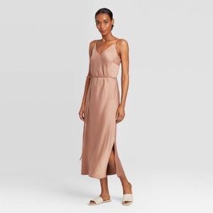 Prologue Satin Slip Dress with Waist Tie
